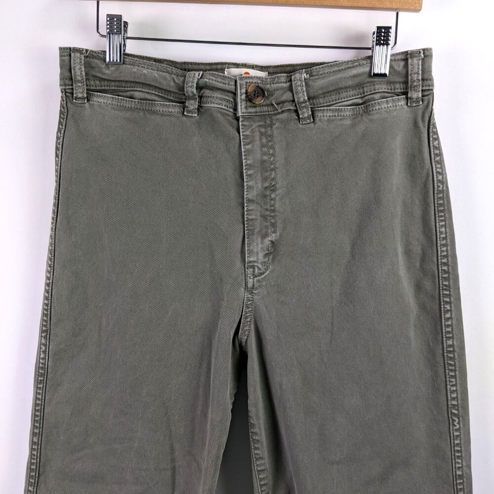 Marine Layer Size 8 Bridget Wide Leg Crop Pants in Olive Green Style 14650 - Picture 4 of 9